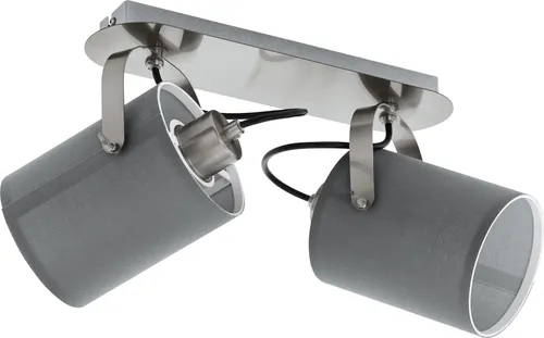 EGLO LED Deckenspot Villabate - Moderne Deckenleuchte in Nickel matt mit textilem Lampenschirm, ideal für stimmungsvolle Beleuchtung in Wohnräumen, E27 Fassung, 2-flammig.
