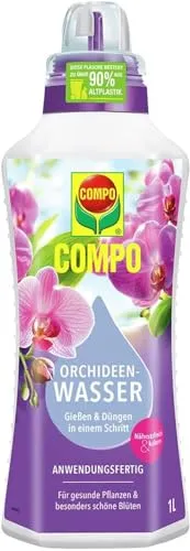 COMPO Orchideen Wasser - Nährstoffreicher Dünger für Orchideen - Blumenerde: Anwendungsfertiger Orchideendünger für gesunde Pflanzen und prächtige Blüten, ideal für kalkempfindliche Orchideen, einfache Anwendung mit Dosierhilfe.