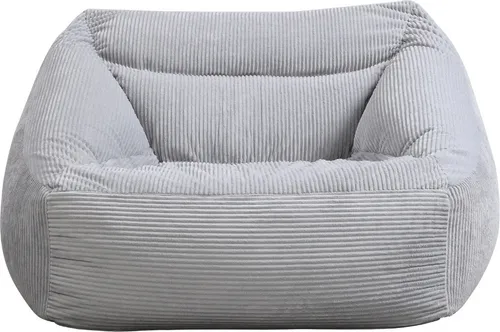 HOME DELUXE Sitzsack Sessel COZY - Hellgrau, verschiedene Ausführungen - Sitzsäcke für gemütliches Entspannen, superweicher Samtstoff in attraktiver Cord-Optik, ideal für dein Zuhause!