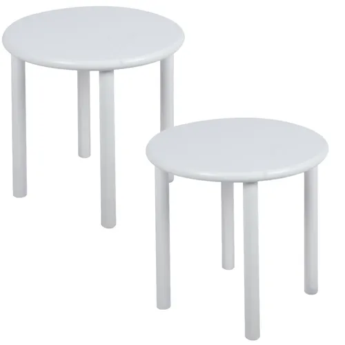 2er Set Runde Beistelltische Weiß 45 cm – Stilvolle Akzente setzen