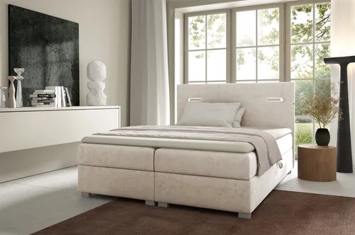 Boxspringbett CAPRICE 200x200cm mit Ambiente-LED von Fun Möbel