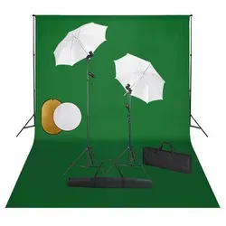 vidaXL Fotostudio-Set mit Lampen und Reflektoren - Fotostudio Zubehör mit verstellbarem Hintergrundsystem und Tageslichtlampen für natürliche Aufnahmen. Ideal für Fotografen, die flexibel arbeiten möchten.