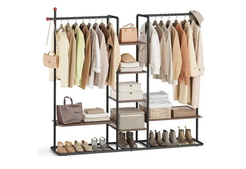 SONGMICS HOME Kleiderständer, Garderobenständer, offener Kleiderschrank, Haken in Streichholz-Form