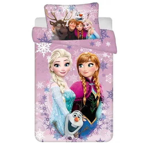 Frozen Disney Baumwollbettwäsche mit Reißverschluss – 100x135 cm für Kinder - Verzaubere das Kinderzimmer mit dieser weichen Bettwäsche im Frozen 2 Design! Das Set aus 100% Baumwolle sorgt für ein angenehmes Schlafklima und ist ideal für kleine Bettgrößen. Mit praktischem Reißverschluss.
