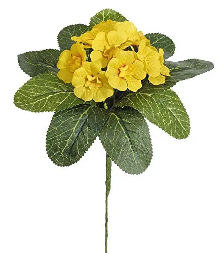 mucplants Primelbusch 20cm gelb Stecker künstliche Primeln Primeln Primula Schlüsselblumen Kunstpflanzen Kunstblumen