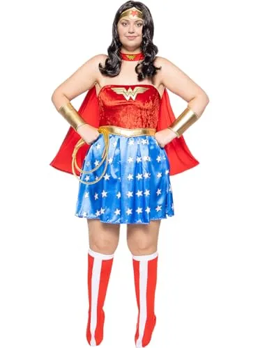 Funidelia | Wonder Woman Kostüm sexy für Damen Superhelden, DC Comics, Justice League - Kostüme für Erwachsene & Verkleidung für Partys, Karneval & Halloween - Größe XL - Rot