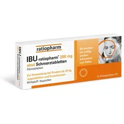 IBU-ratiopharm 200 akut Schmerztabletten - Praktische Schmerztabletten mit 200 mg Ibuprofen für die schnelle Linderung leichter bis mäßig starker Schmerzen. Ideal für den täglichen Einsatz bei Kopfschmerzen und Zahnschmerzen.