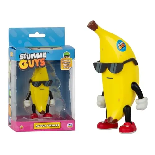 Bandai Stumble Guys – Banana Guy Figur 11 cm - Actionfigur aus dem beliebten Online-Spiel Stumble Guys, mit beweglichen Teilen und exklusiven Aufklebern – perfekt zum Spielen oder Ausstellen.