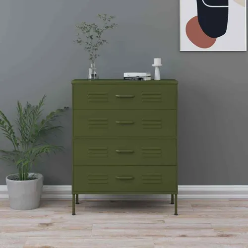 vidaXL Rosa Kommode 80x35x101,5 cm aus Stahl - Stilvolle Kommode im praktischen Design, robust aus Stahl, mit höhenverstellbaren Stellfüßen und sanft gleitenden Schubladen für optimale Organisation.