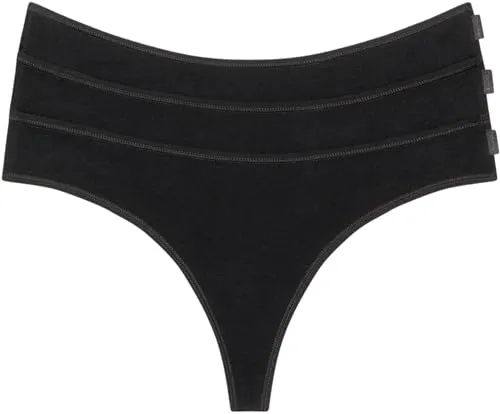 Calvin Klein Damen Strings Ideal Cotton Tangas, Schwarz, XL - Funktionsunterwäsche mit CK-Branding, ideal für Alltag und Sport. Der Stretchanteil sorgt für hohen Tragekomfort und perfekte Passform.
