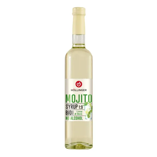 Höllinger Bio Cocktailsirup Mojito 0,5 L 500ml Glas Alkoholfrei