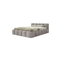 Selsey Polsterbett Cloudy Low, Hellgrau, 140x200 cm - Betten mit praktischem Bettkasten und elegantem Design, ideal für stilvolle Schlafzimmer und optimalen Stauraum.
