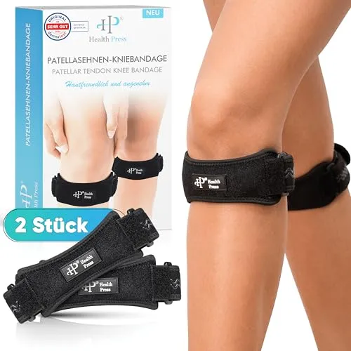 Health Press® Patellasehnen-Kniebandage – 2x Kniebandage - Medizinische Verbrauchsmaterialien für Knie, bietet optimale Unterstützung und Stabilisierung der Patellasehne, ideal für Sport und Rehabilitation.