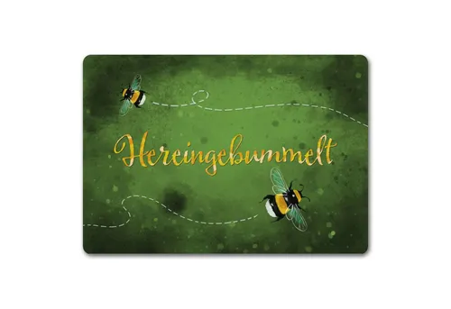 speecheese Fußmatte Hereingebummelt Hummel Fußmatte in 35x50 cm ohne Rand in grün