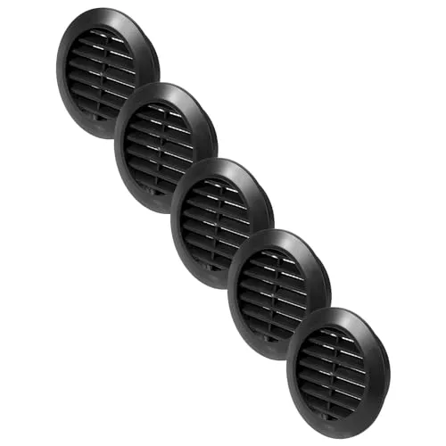 Vent Systems 5 Stück 60 mm Schwarz Luftregister – Lüftungsgitter durch die Tür