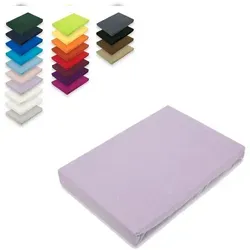 EXKLUSIV HEIMTEXTIL Jersey Spannbettlaken 180 x 200 cm Flieder 100% Baumwolle Öko - Tex Zertifiziert Bed-Sheet Bettlaken Spannbetttuch