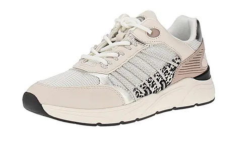 Tamaris 23762 Damenschuhe - Sportliche Sneaker in Grau und Leo-Design - Moderne Halbschuhe von Tamaris mit atmungsaktivem Obermaterial und bequemer Weite. Ideal für Freizeitaktivitäten, mit herausnehmbarer Innensohle für zusätzlichen Komfort.