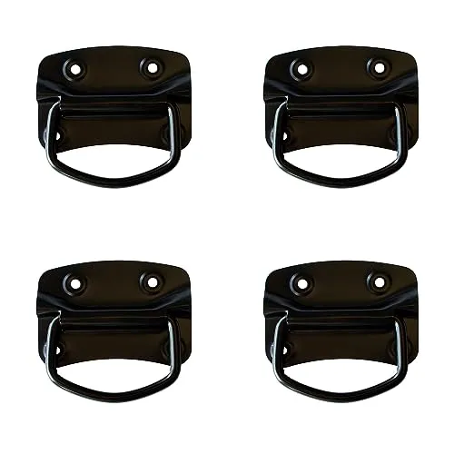 PRIOstahl Kistengriff mit Arretierung Klappgriff Griff Truhengriff Möbelgriff x 4 Stück Ausführung: Schwarz 100 x 70 mm inkl. Befestigungsschrauben für Boxen Truhen Kisten Türen aus Stahl