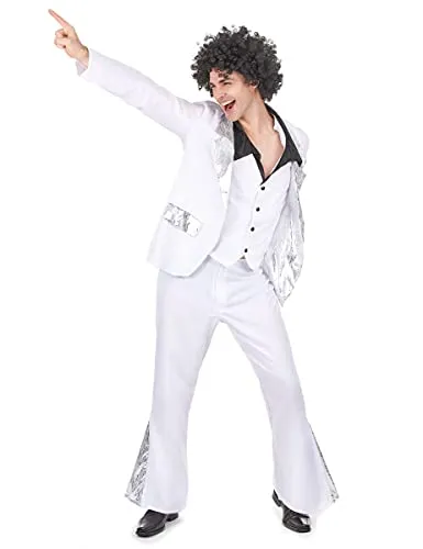 DEGUISE TOI Weiß-silbernes Disco-Kostüm für Herren - Weiß