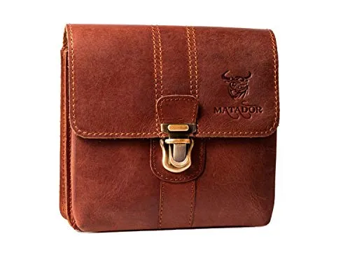 MATADOR 'Málaga Pro' robuste Echtleder Gürteltasche Leder Hüfttasche geräumige Outdoor Ledertasche Handytasche (Vintage Braun)