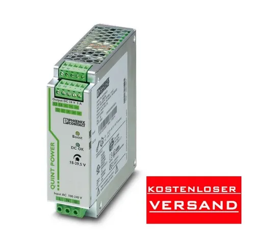 Phoenix Contact QUINT PS/1AC/24DC/5 - Hutschienen Netzteil - Schaltnetzteil mit SFB-Technology für höchste Anlagenverfügbarkeit und zuverlässiges Starten schwieriger Lasten. Ideal für industrielle Anwendungen.