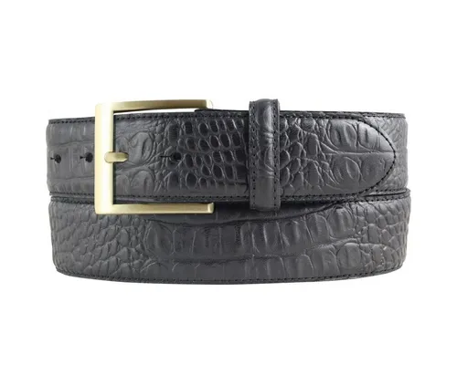 BELTINGER Ledergürtel Gürtel mit goldener Gürtelschnalle und Krokoprägung 4 cm - Leder-Gürte (1-St)