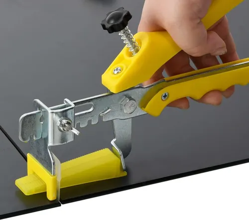 vidaXL Fliesen Nivelliersystem mit Zange, 500 Keile & 2500 Clips - Fliesenkeile für perfekte Ebenheit, wiederverwendbare Nivellierkeile und praktische Zange für einfache Handhabung. Ideal für Boden- und Wandfliesen.