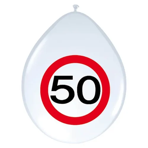 Luftballons Verkehrsschild 50, Partydeko