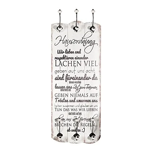 Melko Garderobenpaneel 100CM 6 Kleiderhaken Holz Shabby Hakenleiste Aufhängung Weiß