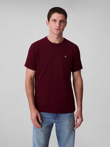 Calvin Klein Herren T-Shirt Kurzarm Smooth Solid Tee, Rot (Deep Rouge) - Jeans - Leichtes, atmungsaktives Material mit markanten Markendetails für eine bequeme Passform.