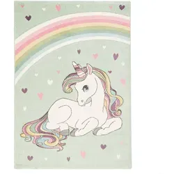 Pergamon Kinder Teppich Maui Kids Einhorn Pastell Mintgrün - Teppich fürs Kinderzimmer in 5 Größen, schadstoffgeprüft, ideal für Fußbodenheizung und schonend für Parkett.