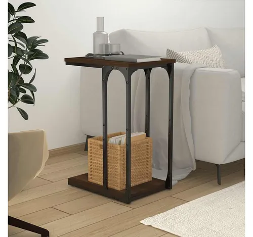 furnicato Beistelltisch Industrieller 40 x 30 x 60 cm in Braun Eichen-Optik - Stylischer Beistelltisch aus robustem Holzwerkstoff mit industriellem Design. Bietet praktischen Stauraum und passt ideal unter Sofas oder Betten. Perfekt für dein Wohnzimmer!