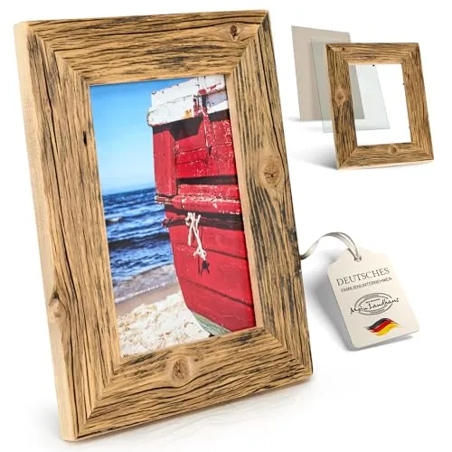 Mein Landhaus Bilderrahmen aus echtem Alt-Holz im Vintage Stil - Wand- & Tischbilderrahmen, handgefertigtes Unikat aus Massiv-Holz mit nostalgischem Shabby-Chic Look – ideal für stilvolle Wand-Dekoration.