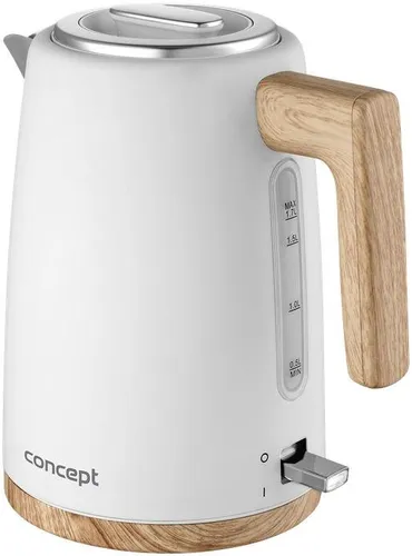 Concept RK3315 elektrischer Wasserkocher 2200W, 1,7l - Weiß - Wasserkocher mit modernem skandinavischem Design, 1,7l Kapazität für bis zu 7 Tassen, 360° drehbarer Sockel und dreifache Sicherheitsfunktionen für sicheres Kochen.