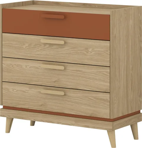 Masseno ACARA Kommode 90 cm mit 4 Schubladen in Braun