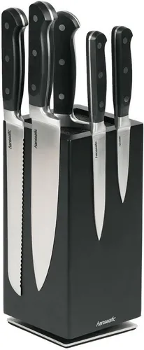 Hanseatic Magnet-Messerblock hanseatic PREMIUM, aus Holz, Messerblock Set, 6-tlg. (6tlg), elegantes Design, herausnehmbarer Borsteneinsatz, 360-Grad-drehbar