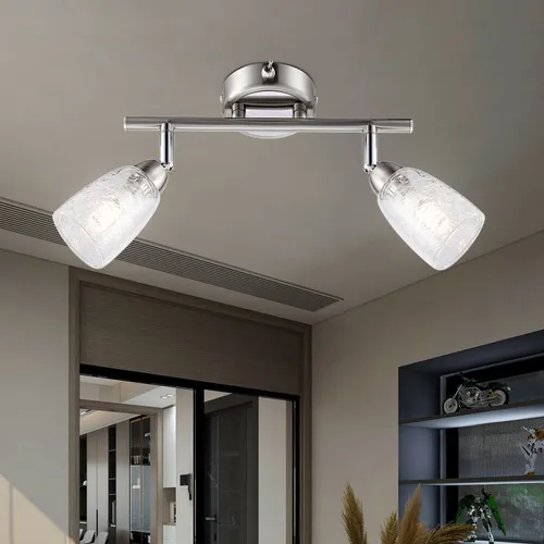 Spotlampe Deckenlampe Deckenleuchte Spots beweglich Chrom silber 2x G9 L 25cm