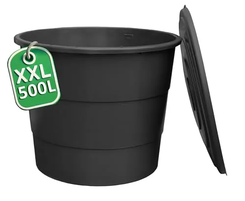 Ondis24 Kunststoff Regentonne XXL 500L mit Deckel – Robuster Regenwasserspeicher für den Garten - Mit 500 Litern bietet die Regentonne viel Platz für Regenwasser. Die stabile Kunststoffkonstruktion ist UV-beständig und sorgt für eine lange Lebensdauer. Auslaufhahn und Füllstandsanzeige ermöglichen eine einfache Nutzung.
