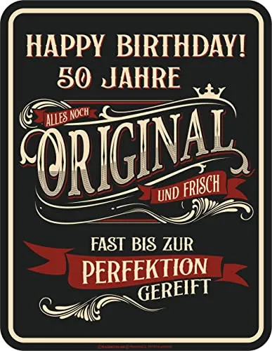 Original RAHMENLOS Deko Blechschild zum 50. Geburtstag: 50 Jahre zur Perfektion gereift