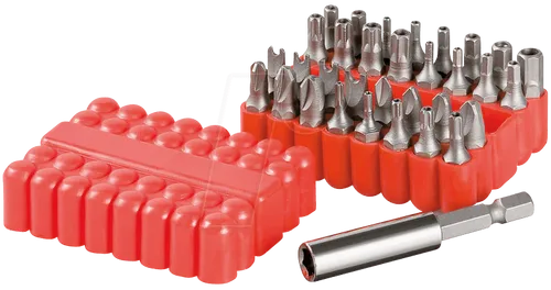 AccuCell Fixpoint 77044 33-teilig Bitsatz - Zubehör für Elektrowerkzeug - Hochwertiger 33-teilig Bitsatz aus CRV-Stahl, ideal für Akkuschrauber und Steckschlüssel, geliefert in praktischer Weichgummi-Box.