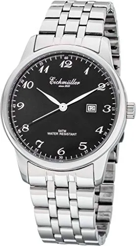 Eichmüller Quarzuhr Herrenuhr RE1064 - Elegante Herrenuhr mit Edelstahlband, 5 ATM wasserdicht und optimal ablesbarem schwarzen Zifferblatt. Ideal für den täglichen Gebrauch und jeden Anlass.