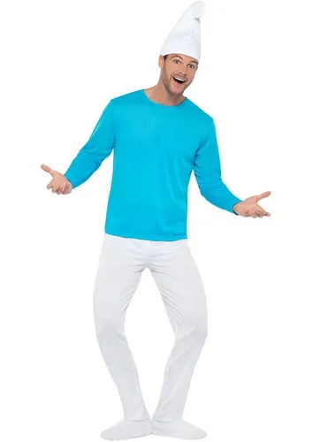 Funidelia Schlumpf Kostüm für Herren The Smurfs - Größe XL - Kostüm-Outfits für Erwachsene, inklusive Top, Hose, Mütze und Schwanz. Ideal für Karneval, Halloween und Partys - einzigartiger Spaß im Schlumpf-Stil!