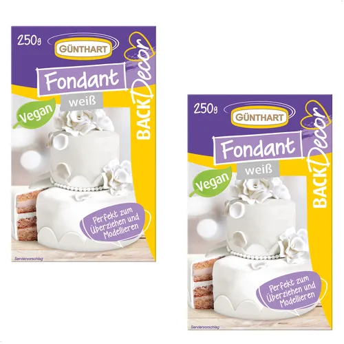 BackDecor Fondant | 2 x 250 gr Fondant weiss | 100% Vegan | Palmölfrei | Modelli