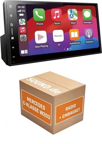 Autoradio Einbaupaket für Pioneer SPH-DA77DAB kompatibel mit Mercedes C-Klasse W203 + Harman Kardon | Apple CarPlay Android Auto