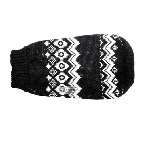 Wolters Norweger Pullover für Mops Co. - Größe: 30 cm, schwarz-weiß, speziell für Mops und französische Bulldoggen entwickelt