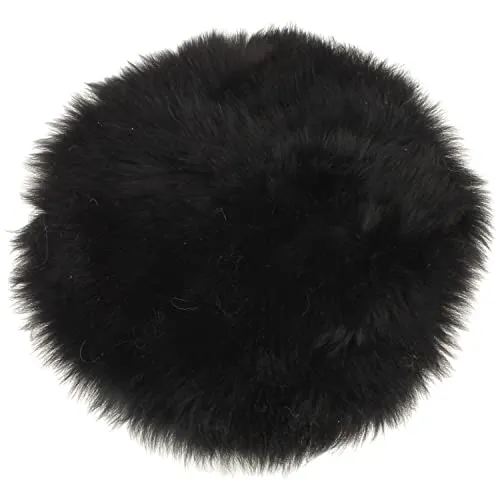 MACOSA Dekofell rund schwarz 34 cm echtes Lammfell modern Sitzplaid Sitzkissen Deko-Fell Tischdeko Echtfell Sitzauflage Stuhlkissen Fellteppich klein (Schwarz)