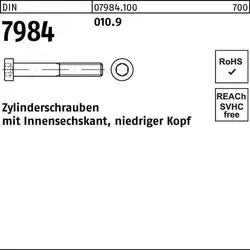 Zylinderschraube DIN 7984 M5 x 25mm, Stahl 10.9 - Eisenwaren: Hochfeste Zylinderschraube mit niedrigem Kopf für zuverlässige Verbindungen, ideal für anspruchsvolle Anwendungen.
