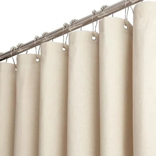 BTTN Duschvorhang 120x200 cm Beige/Creme mit Leinenoptik in beige von BTTN
