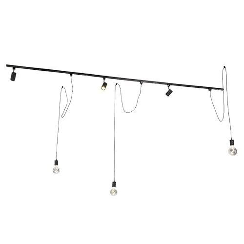 QAZQA Modernes Schienensystem Komplettset mit 3-flammigem Spotbalken - Moderne Lampen für Innenbeleuchtung, ideal für Esszimmer, Büro und Wohnzimmer. Dimmbar (Dimmer nicht enthalten) und bis zu 180 Watt Leistung.