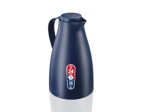 Leifheit Thermoskanne Harmonic, 1 Liter, dunkelblau - Latte-Macchiato-Gläser und mehr: Auslaufsicher mit Tipverschluss für einhändigen Bedienkomfort und hervorragende Isolierleistung – hält Getränke 24h heiß und 36h kalt.